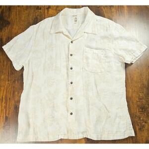 Hiroshi Katie Mens Beige Aloha Floral Size Extra Large Button Up Pocket Shirt